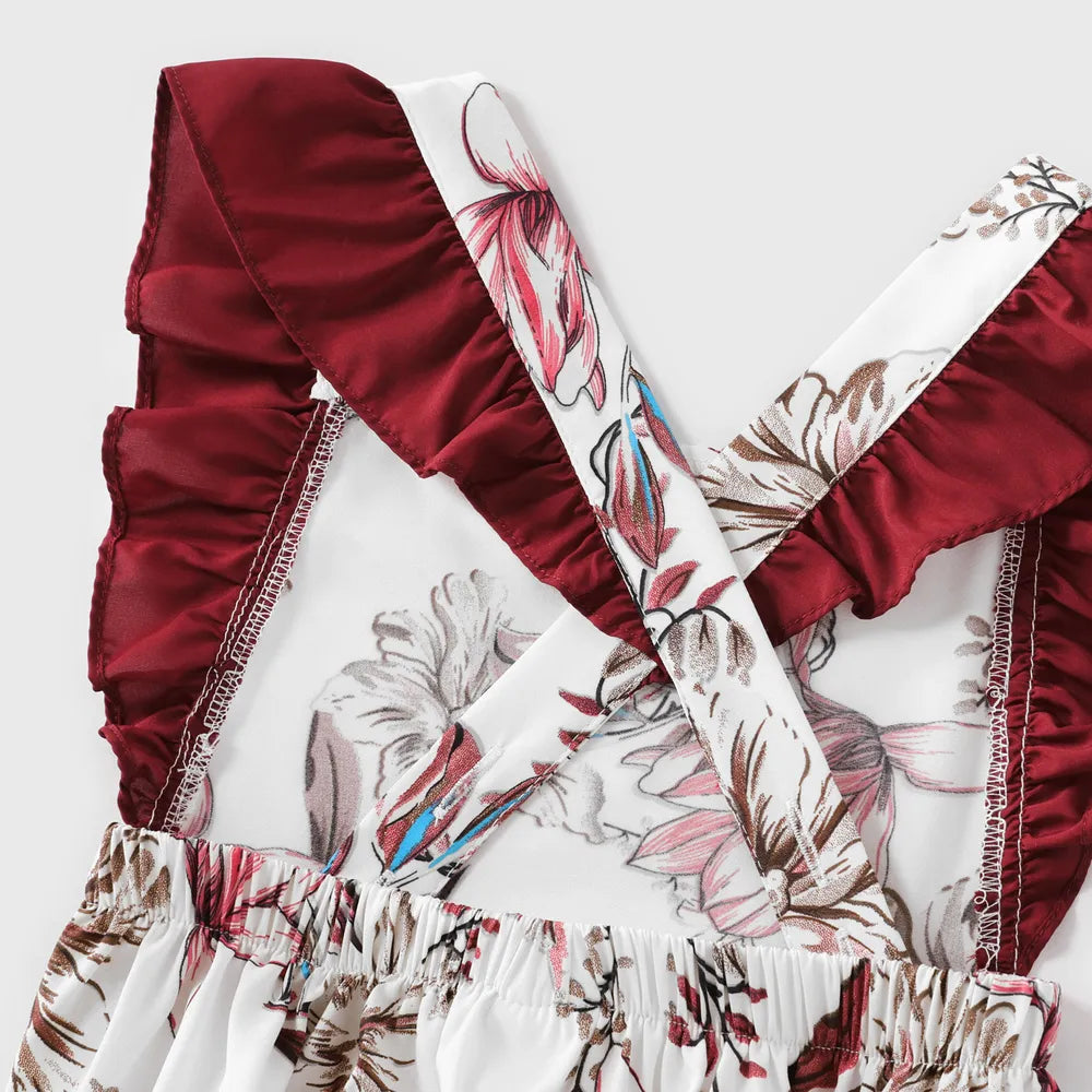 Floral Red Wine Romper