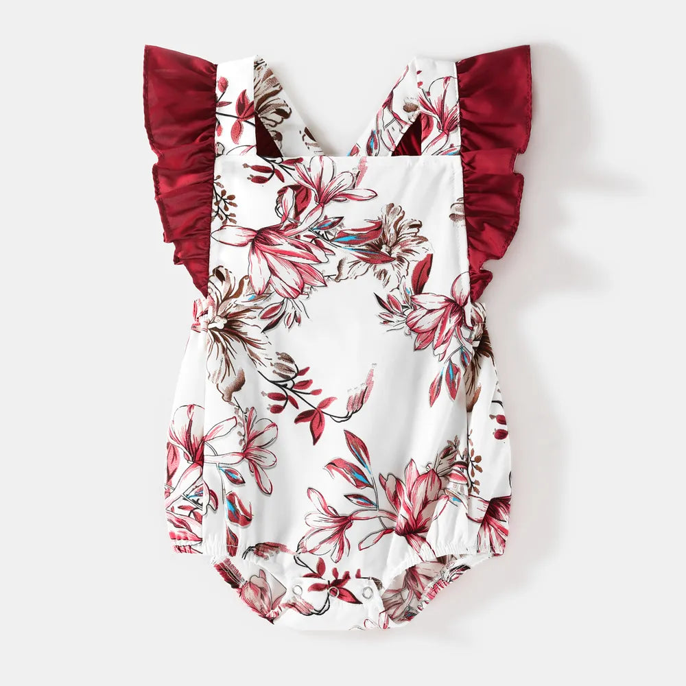 Floral Red Wine Romper