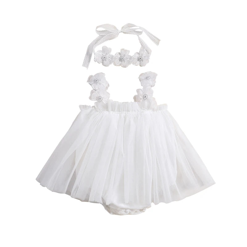 White Tulle Romper Dress