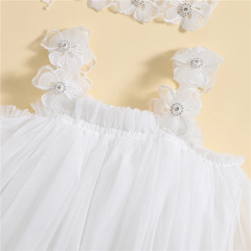 White Tulle Romper Dress