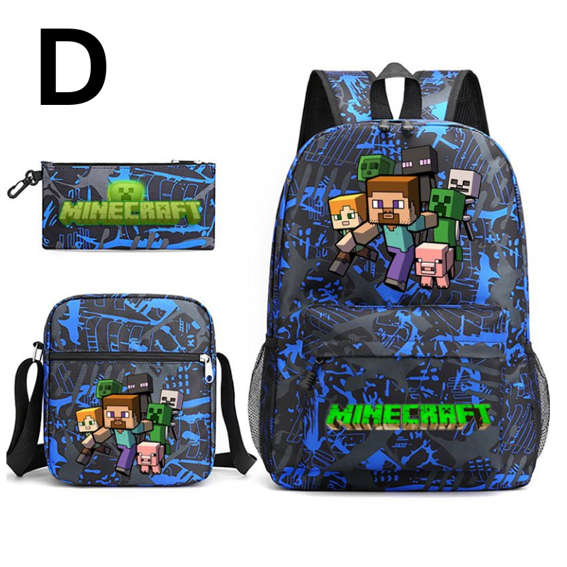 Minecraft 3-pieces backpack set Blue