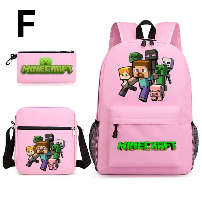 Minecraft 3-pieces backpack set Pink