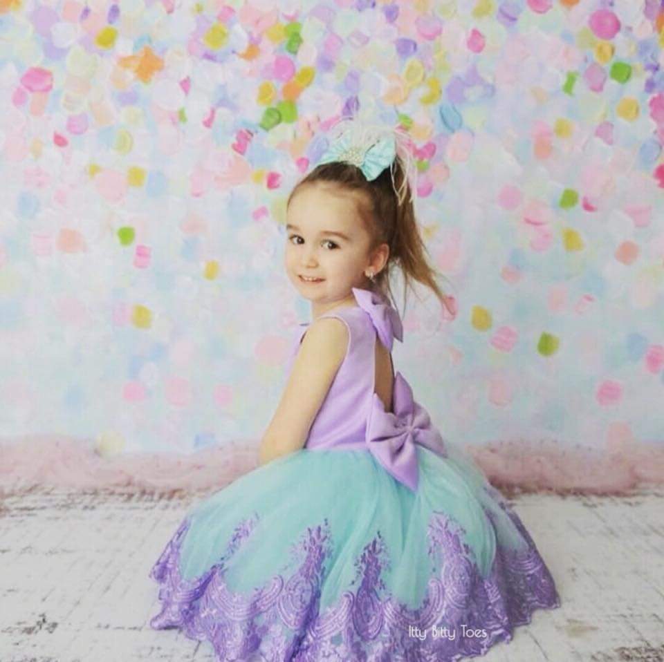 Purple Lace Dress With Bow Detail #1001009
