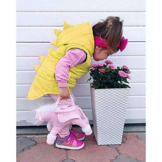 Yellow Dino Puffer Jacket,  Sleeveless 2000257
