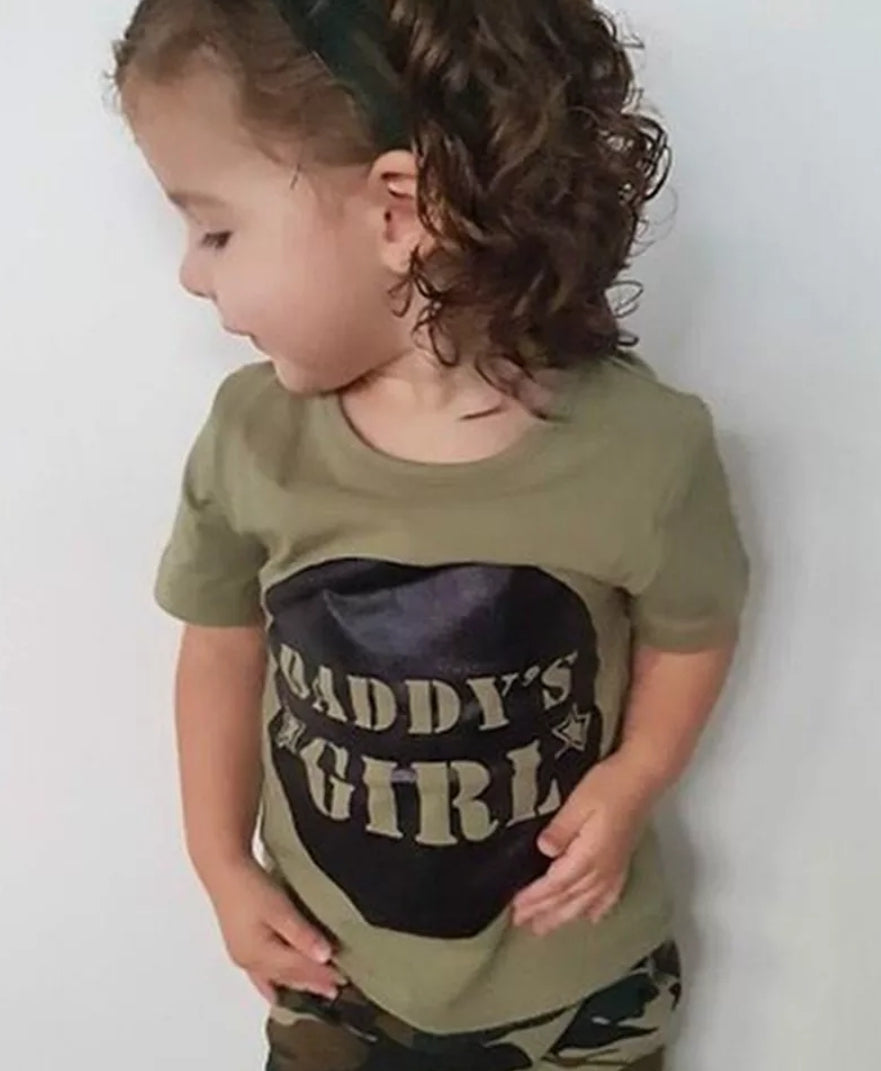Daddy's Girl T-shirt, Camo Pants And Headband