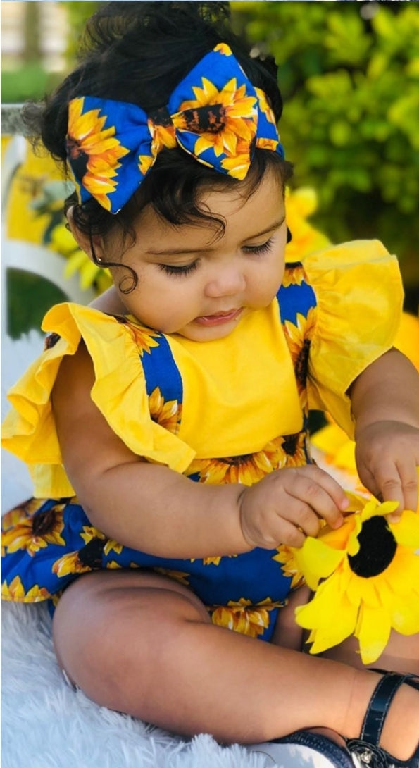 Blue Sunflower Romper