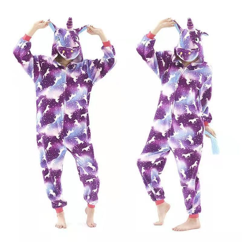 Purple Unicorn Long Sleeved Onesie with Hoodie Pajamas