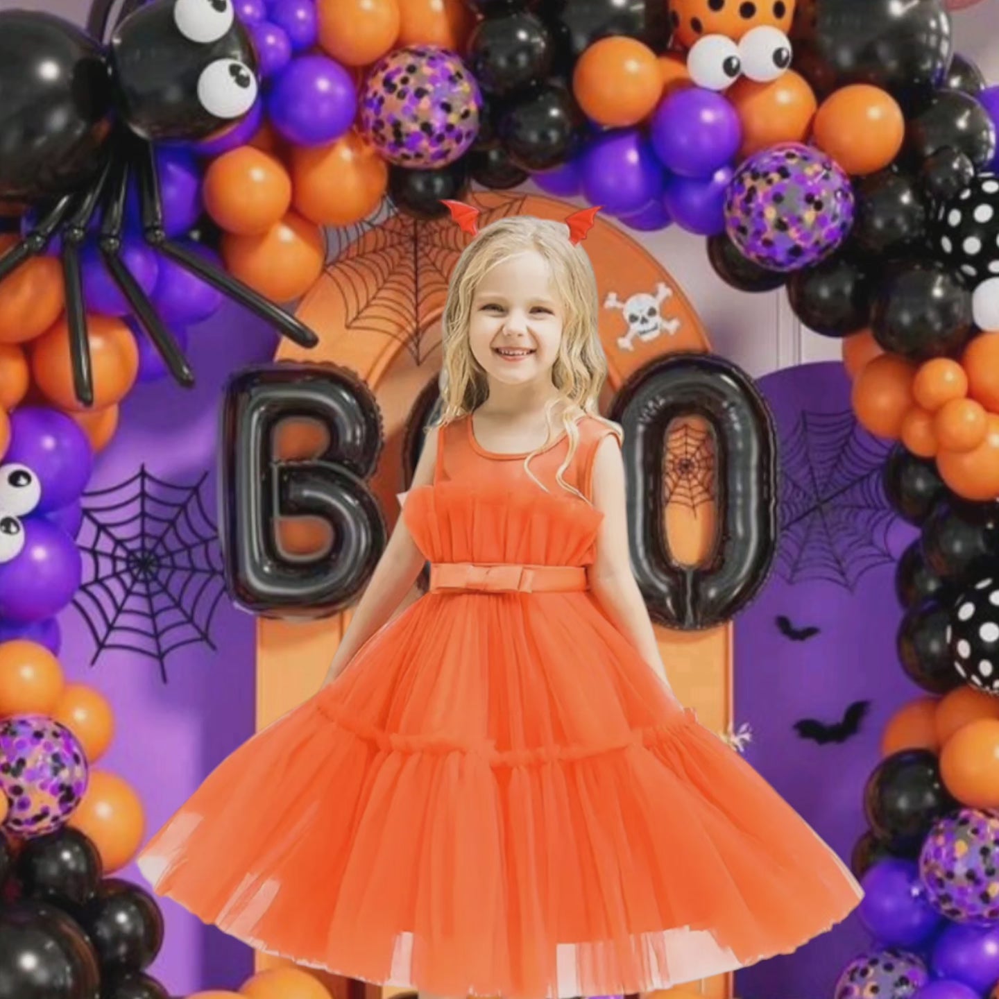 Orange Ruffle Special Occasions Dress