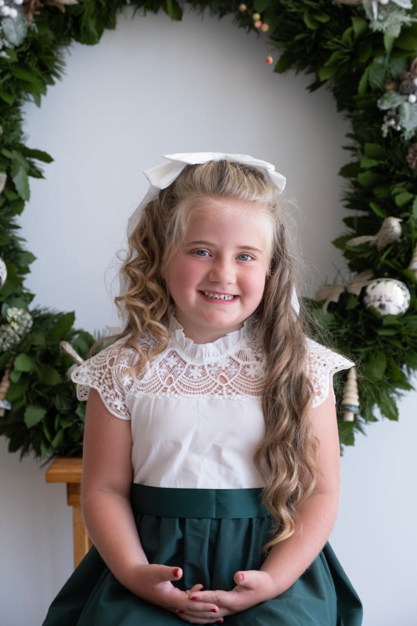 White Lace Forest Green Dress