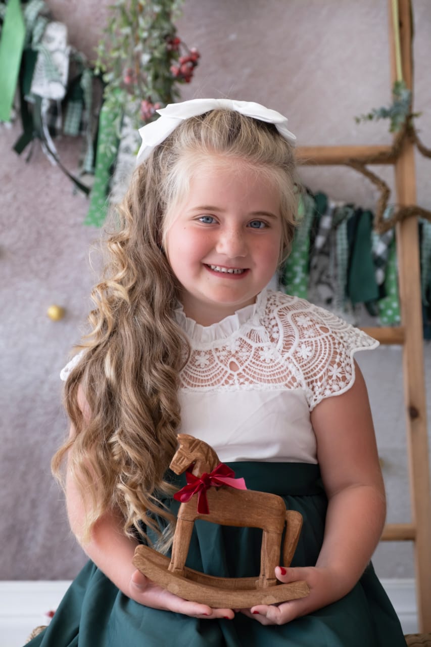 White Lace Forest Green Dress