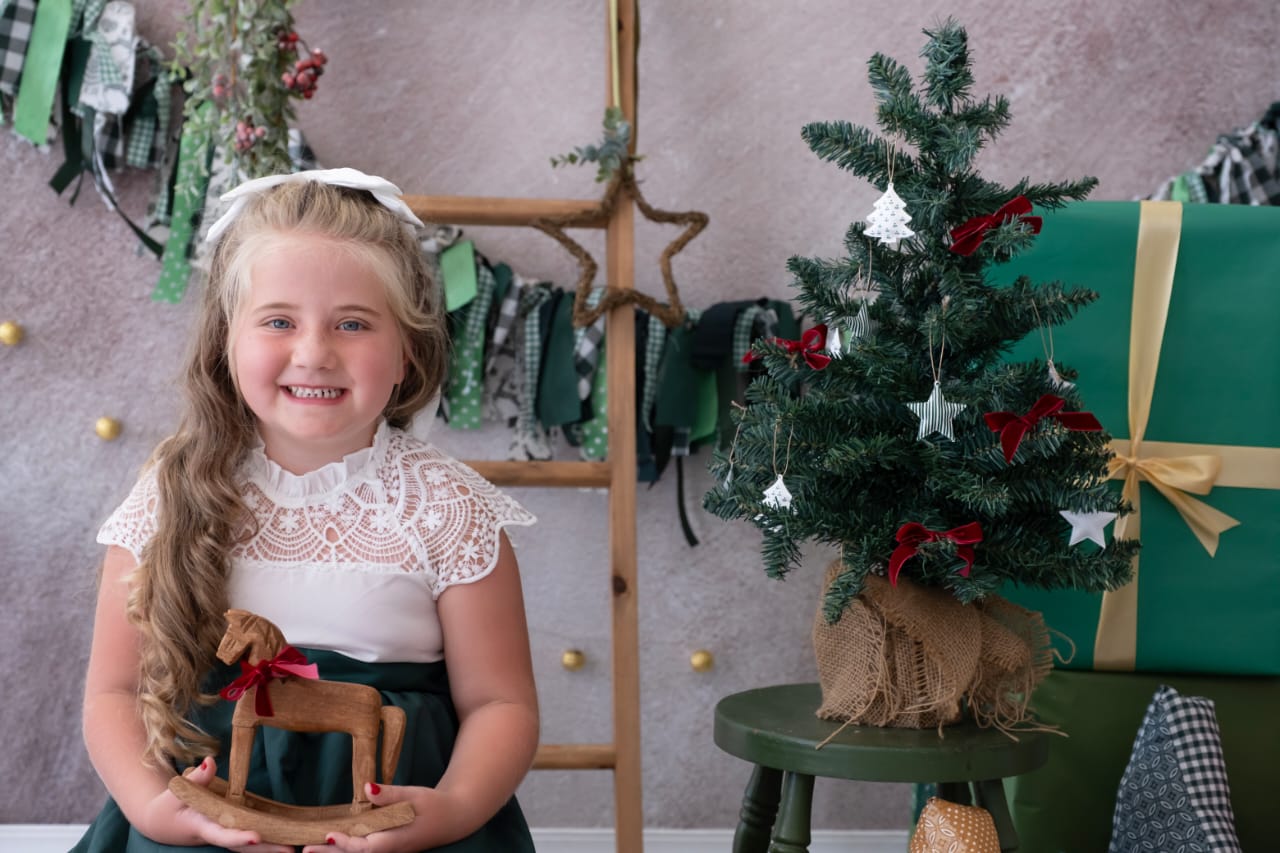 White Lace Forest Green Dress