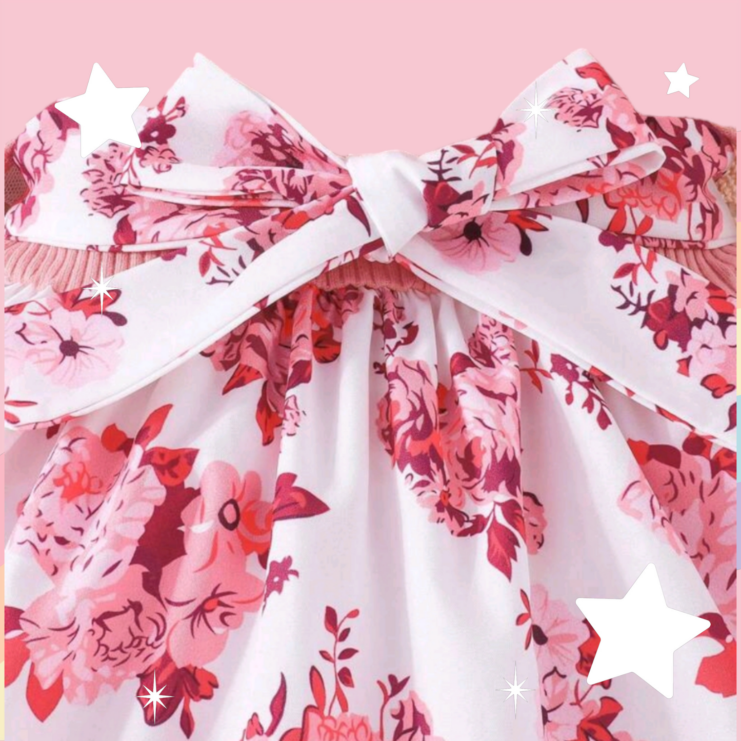 Pink Floral Dress with Ruffle Sleeves 1000300