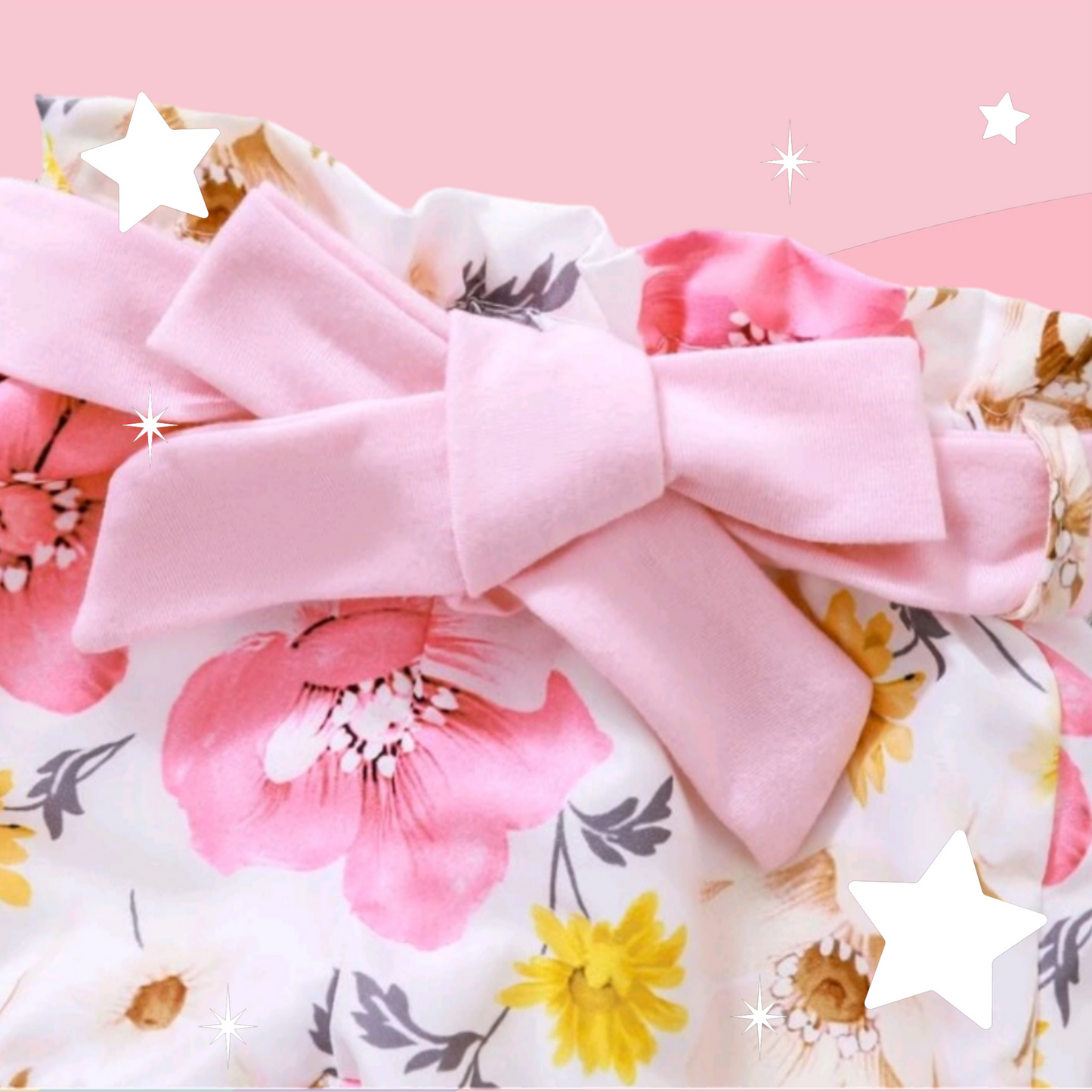 Daddy's Girl Mommy's World Pink Ruffle Romper with Floral Bloomer and Headband 1000874