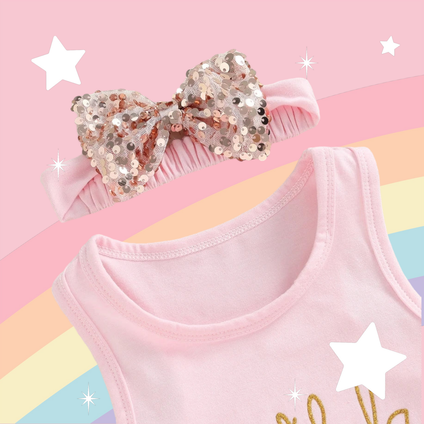 Birthday Princess Top with Sequins Shorts and Headband