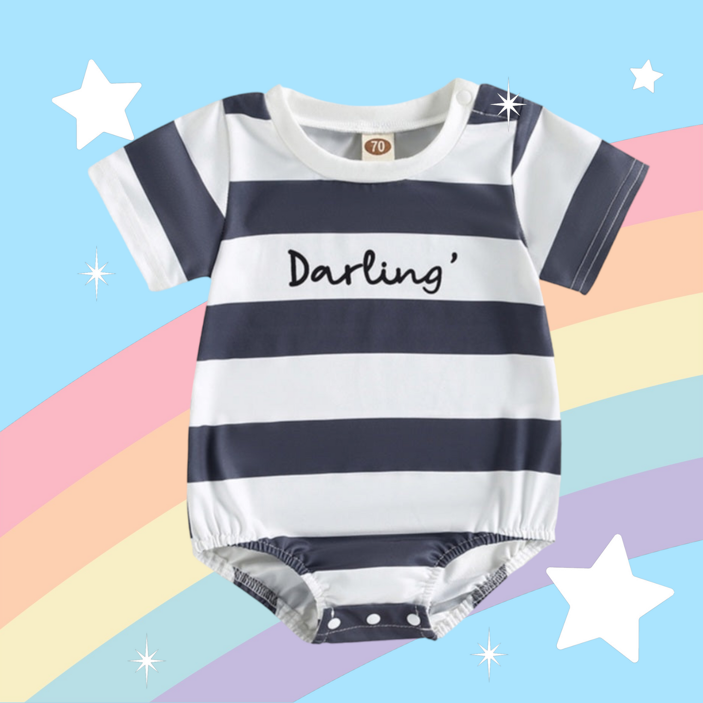 Darling Striped Romper Gray, Gender Neutral