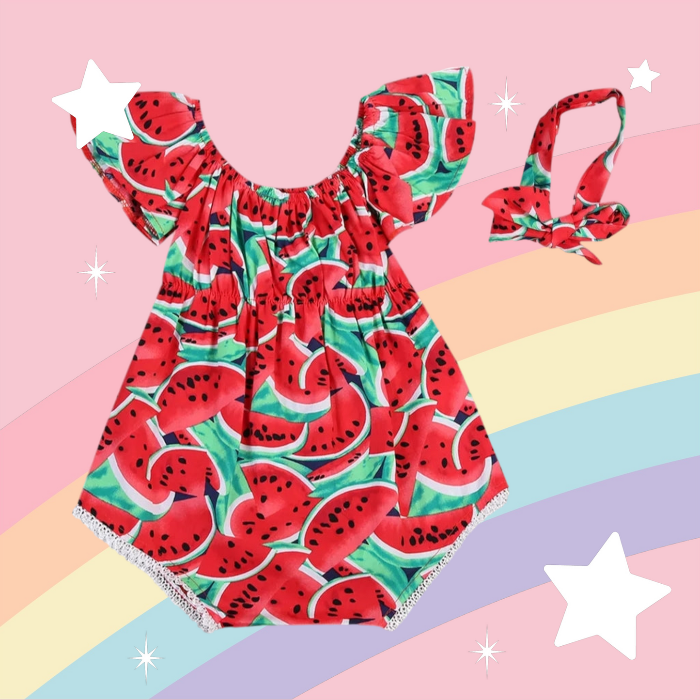 Watermelon Off or On the Shoulder Romper