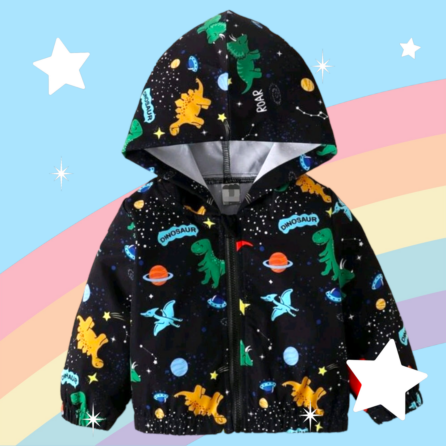Black Dinosaur Windbreaker Jacket