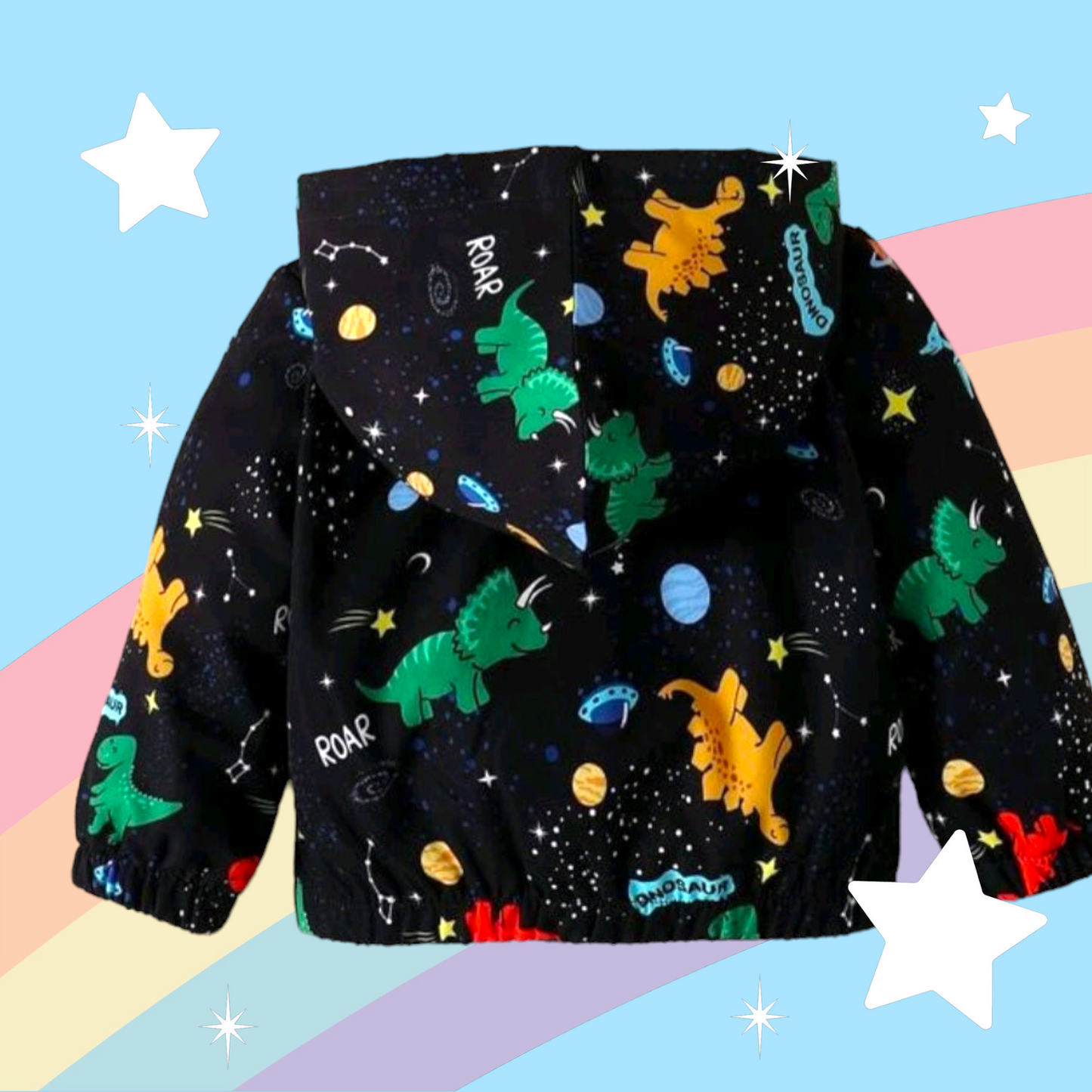 Black Dinosaur Windbreaker Jacket