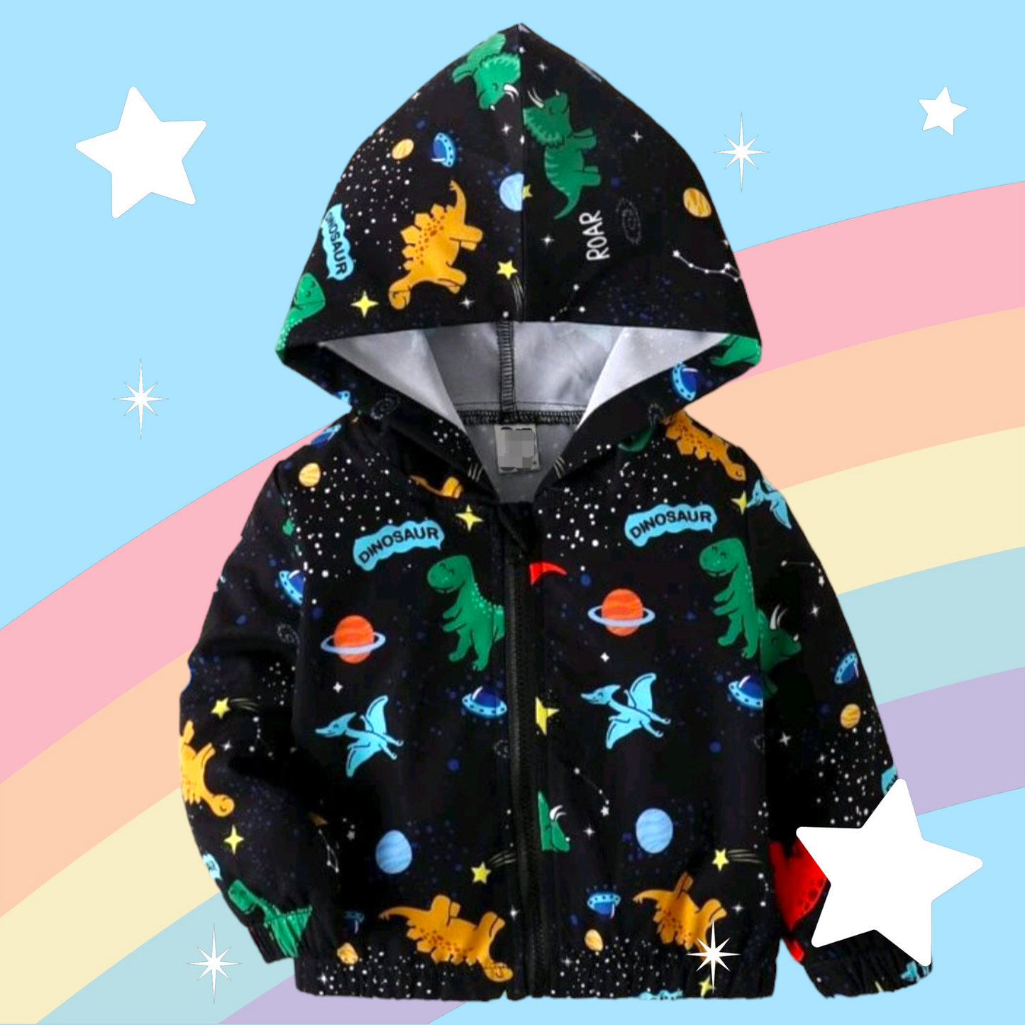 Black Dinosaur Windbreaker Jacket
