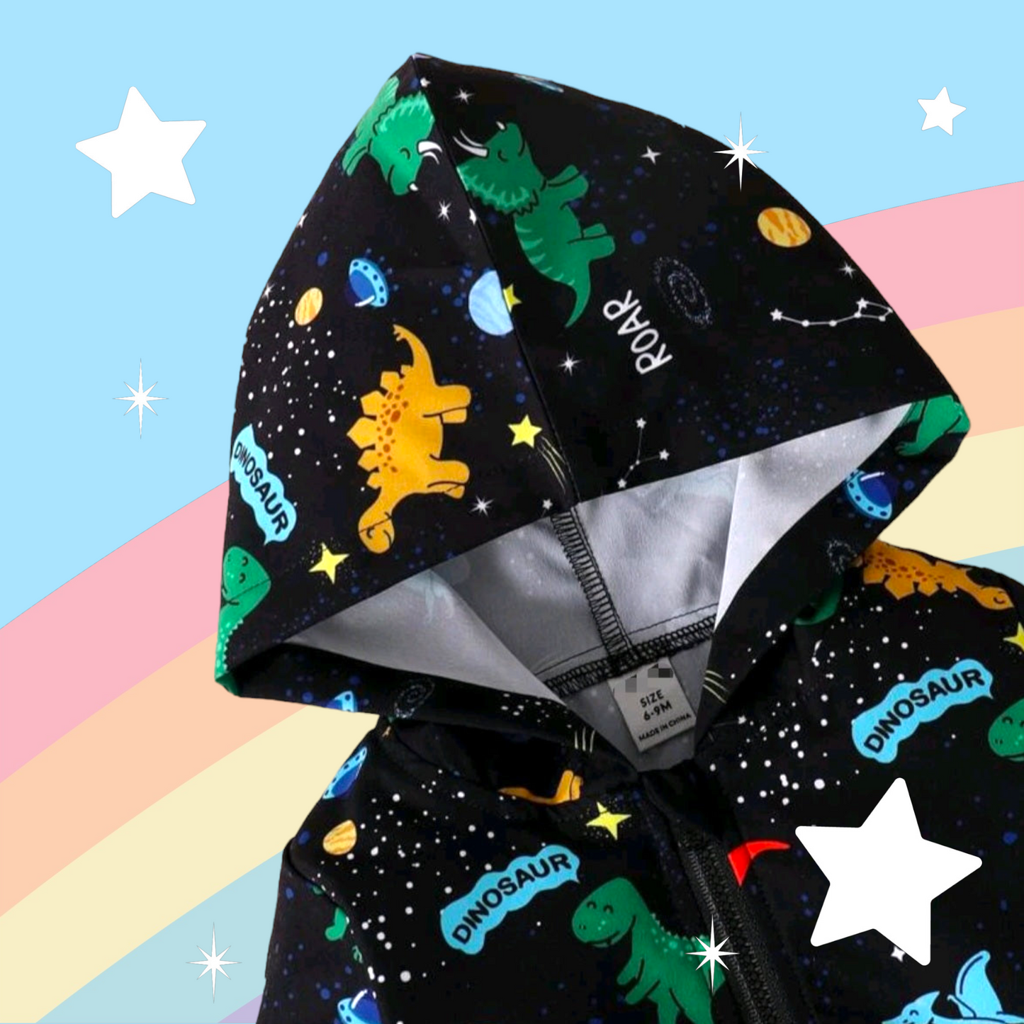 Black Dinosaur Windbreaker Jacket