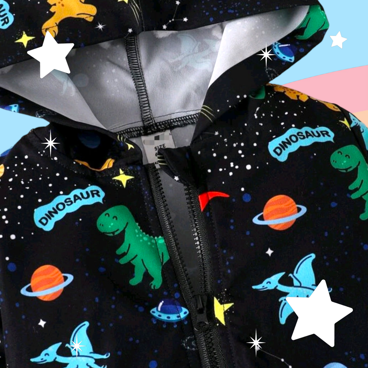 Black Dinosaur Windbreaker Jacket