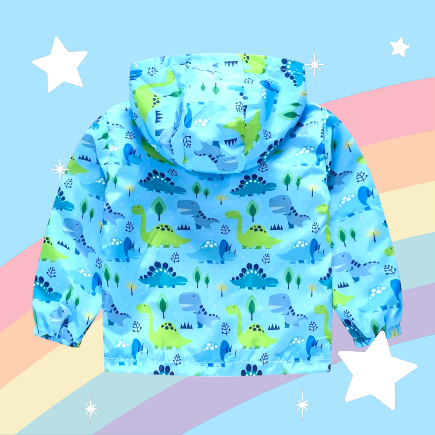 Blue Dinosaur Hooded Windbreaker
