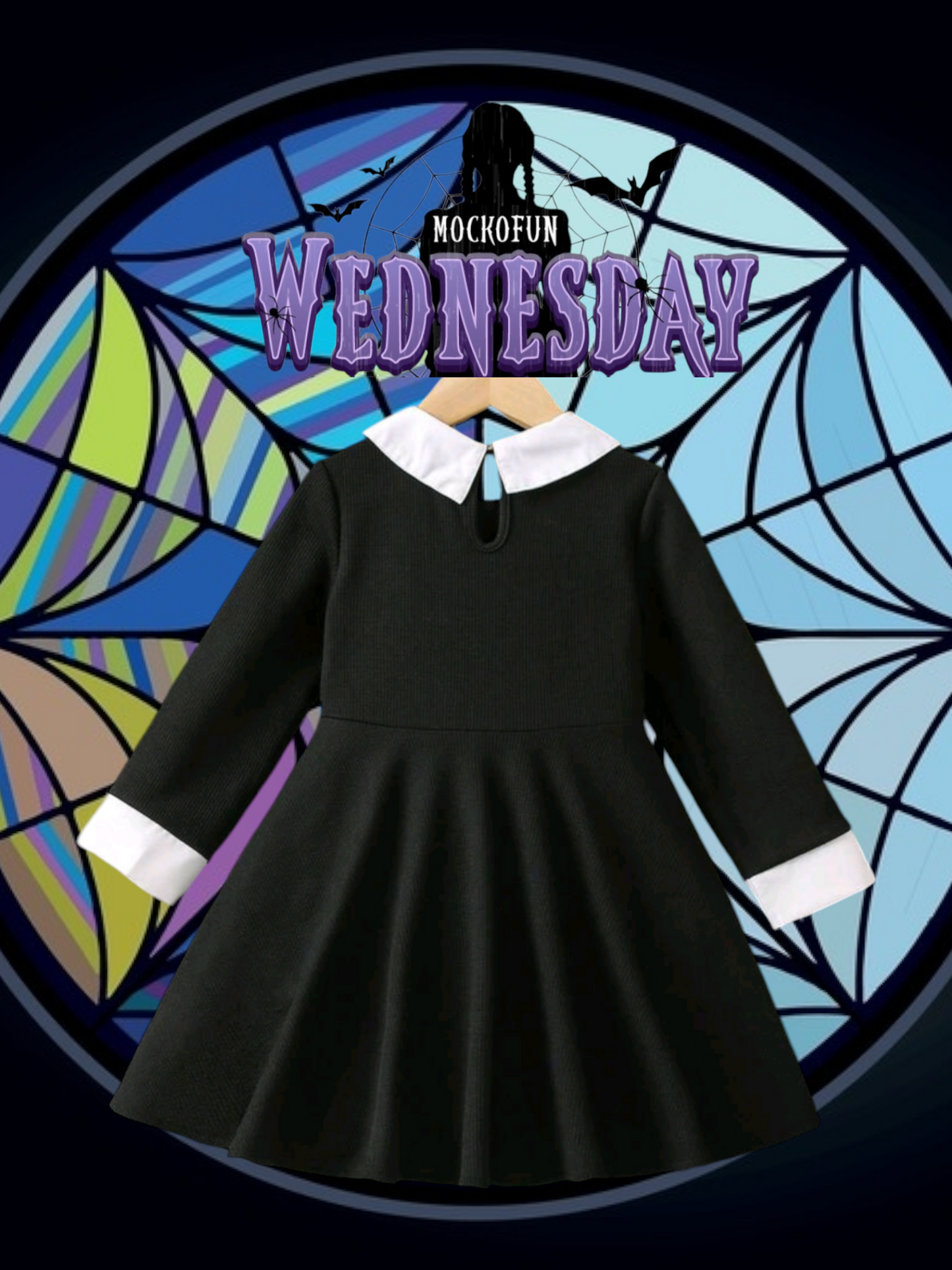 Black Dress with White Collar 1000726