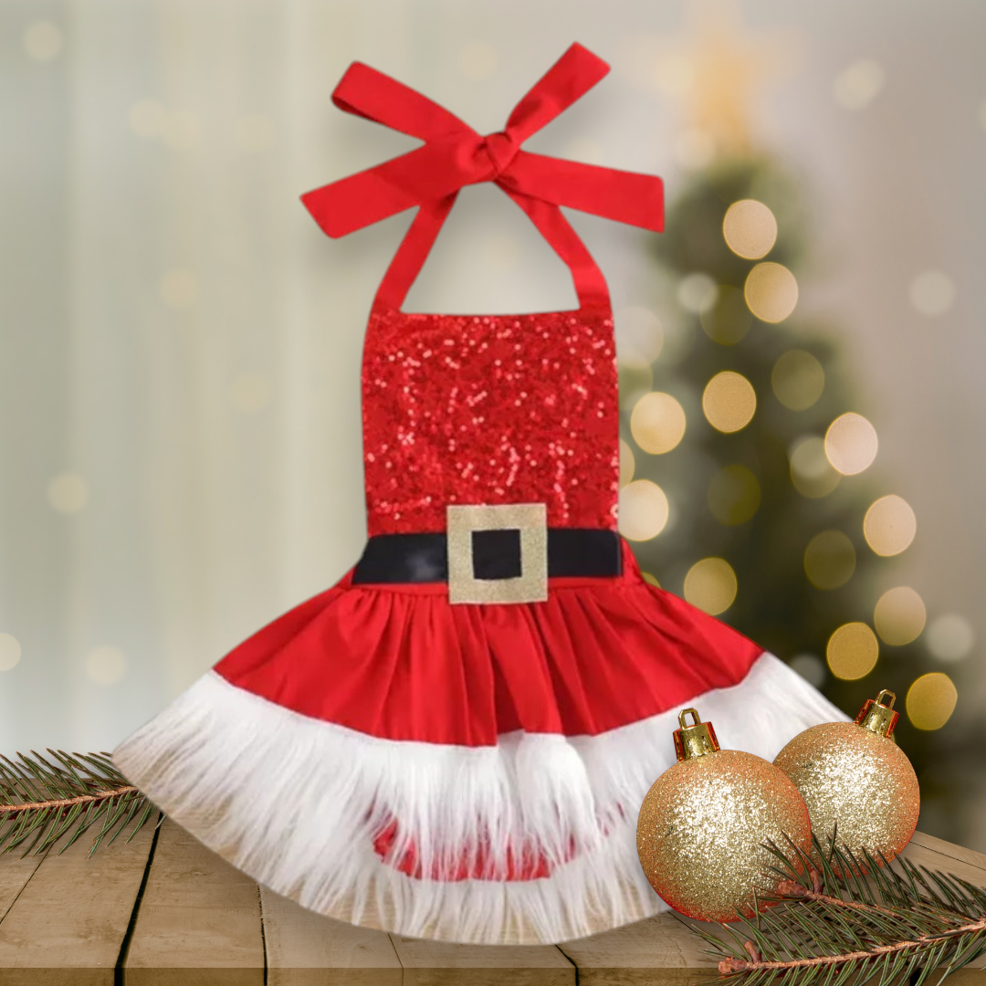 Santa Romper with Fux Fur Tutu