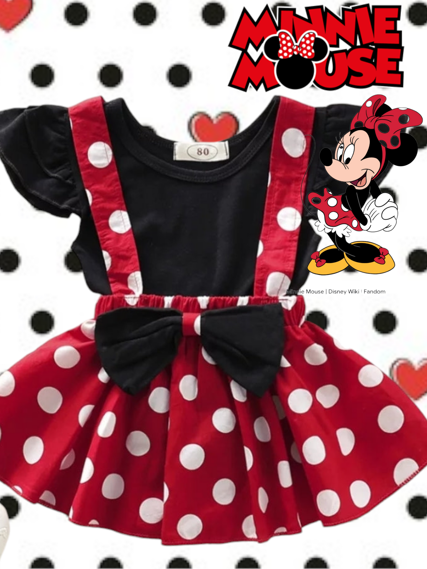 Minnie Mouse Polka Dora Dress and Black Romper