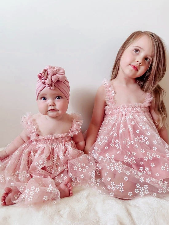Pink Daisy Tulle Romper