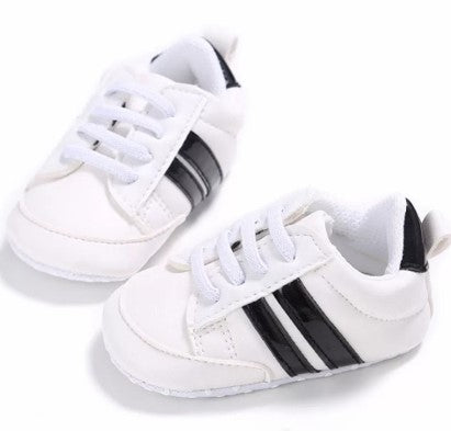 White Sneaker with Black Stripes