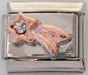 Rose gold shooting star with stones 9mm Charm-Charmed Jewellery