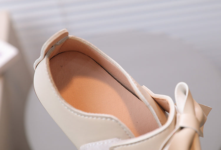 Girls Hook-and-Loop Ivory Leather Flats