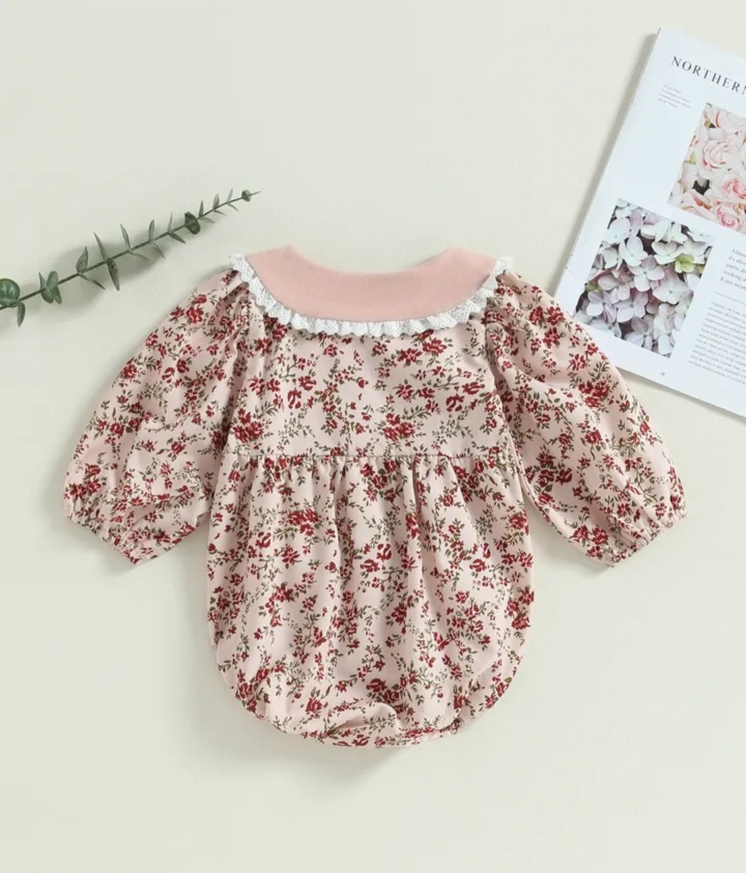 Pink Petite Floral Balloon Romper