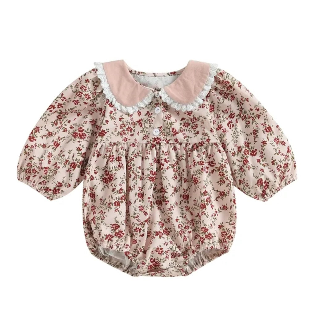 Pink Petite Floral Balloon Romper