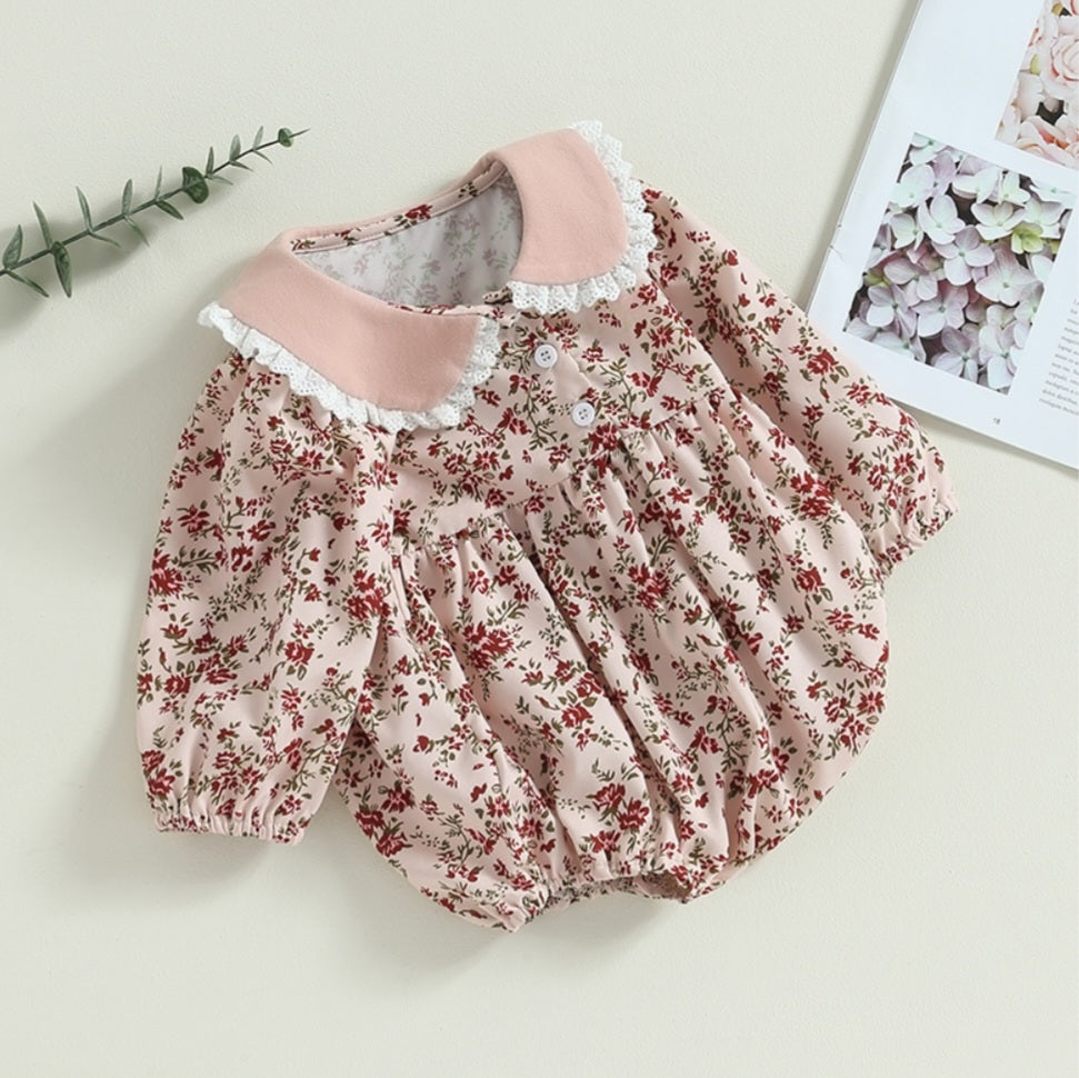 Pink Petite Floral Balloon Romper