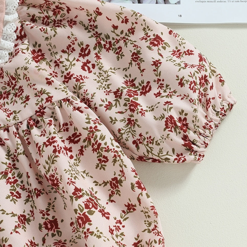 Pink Petite Floral Balloon Romper