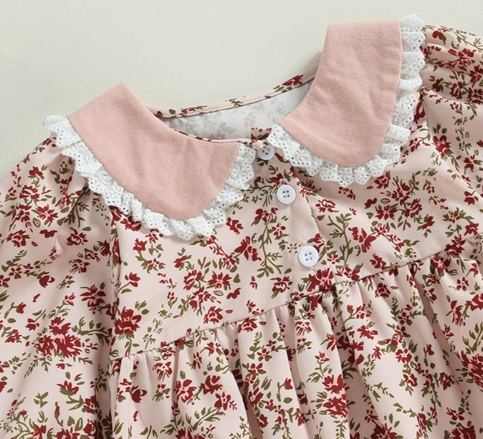 Pink Petite Floral Balloon Romper