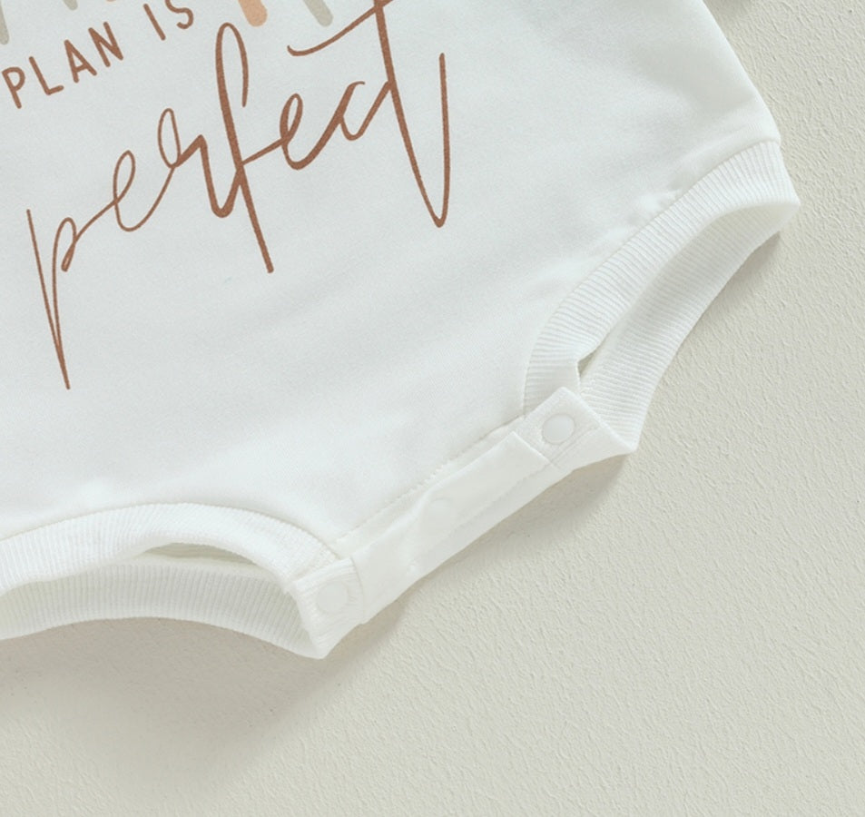 His Plan Is Perfect Romper Gender Neutral