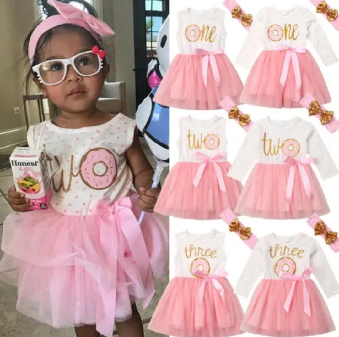 Two Long Sleeve Birthday Dresses and Headband