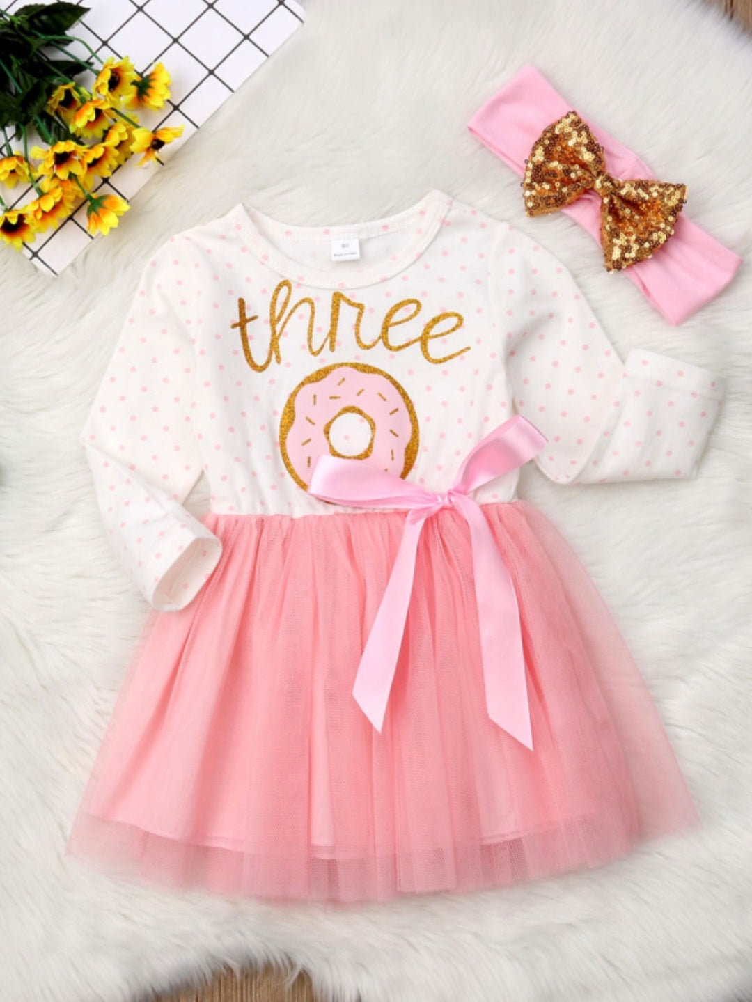 Three Long Sleeve Birthday Dresses and Headband