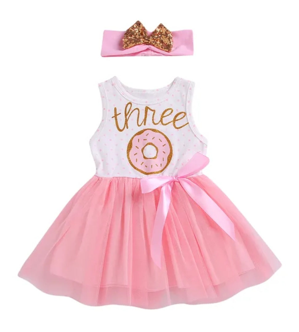 Three Sleeveless Birthday Dresses and Headband