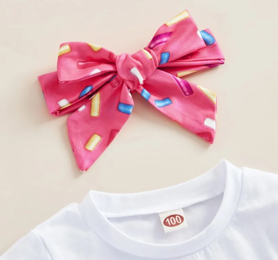 Two Sweet Donuts T-shirt with Bell Bottoms and Headband Doughnut