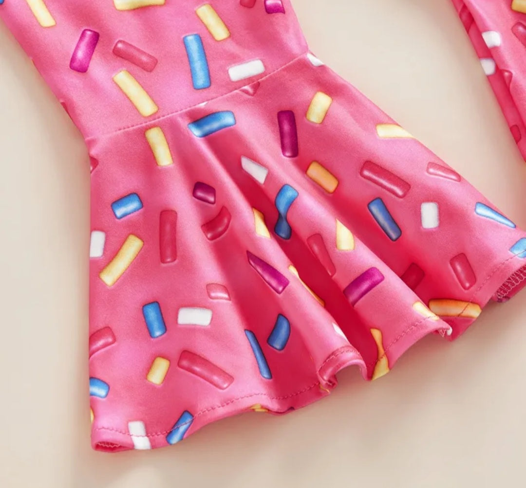 Two Sweet Donuts T-shirt with Bell Bottoms and Headband Doughnut