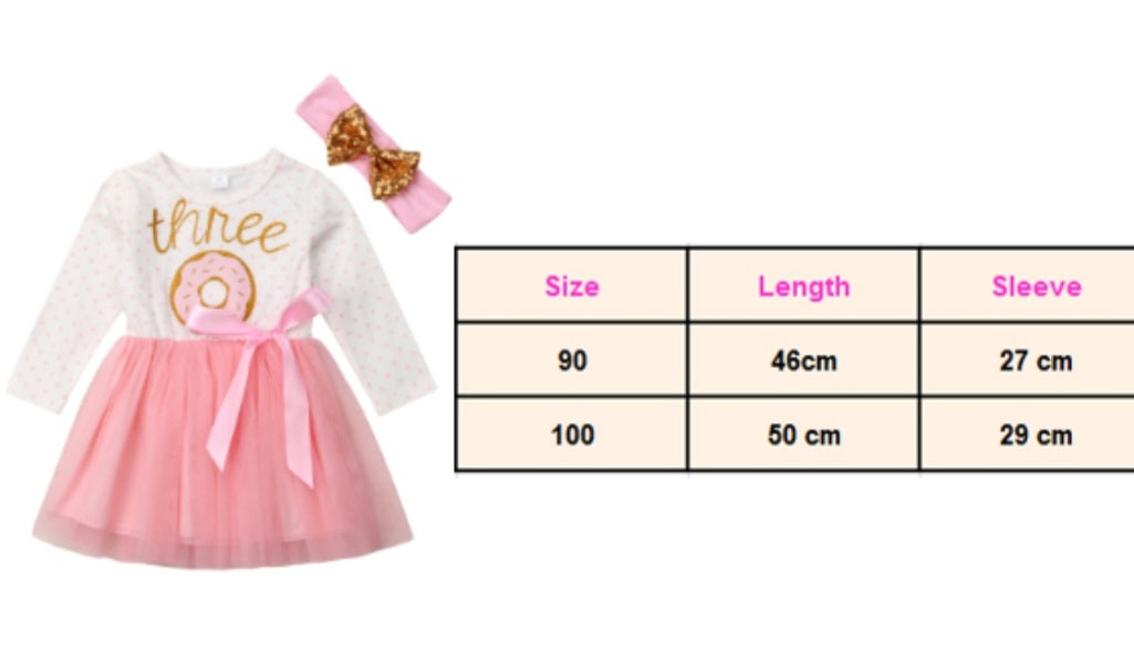 Three Long Sleeve Birthday Dresses and Headband #100087