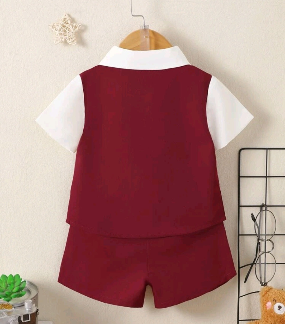 Gentleman Suit Burgandy and White 2000124