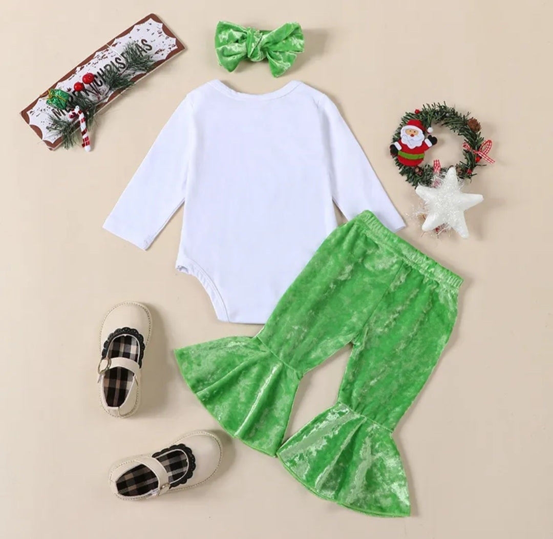 The Baby Who Stole Christmas Romper, Bellbottoms and Headband