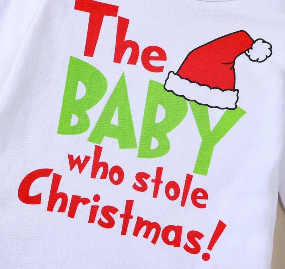 The Baby Who Stole Christmas Romper, Bellbottoms and Headband