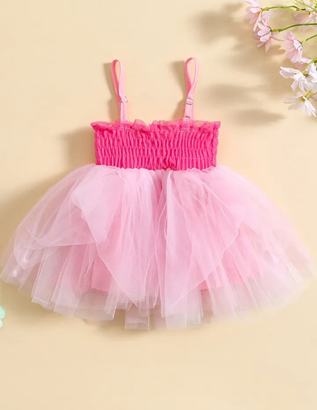 Pink Tulle Dress with Adjustable Straps