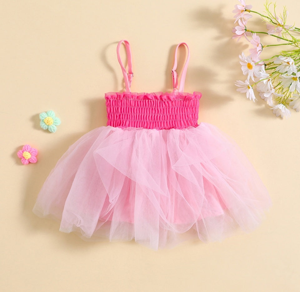 Pink Tulle Dress with Adjustable Straps